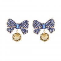 Cubic Zirconia Micro Pave Brass Earring, Bowknot, plated, micro pave cubic zirconia & for woman 