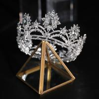 Bridal Tiaras, Zinc Alloy, Crown, silver color plated, with rhinestone & hollow 