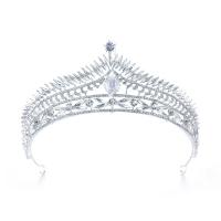 Bridal Tiaras, Zinc Alloy, Crown, silver color plated, with rhinestone 