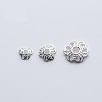 Sterling Silver Bead Caps, 925 Sterling Silver, Flower & hollow, silver color 