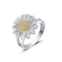 Cubic Zirconia Micro Pave Brass Finger Ring, Flower, plated & micro pave cubic zirconia 
