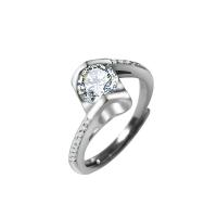Латунное кольцо с стразами, Латунь, Платиновое покрытие платиновым цвет, Регулируемый & разный размер для выбора & Женский & со стразами, продается PC