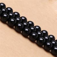 Natürlicher Quarz Perle, rund, verschiedene Größen vorhanden, schwarz, Länge:ca. 17 cm, verkauft von Strang[