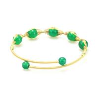 Brass Cuff Bangle, with Gemstone, 14K gold-filled & for woman, 6-8mm, Inner Approx 64mm 