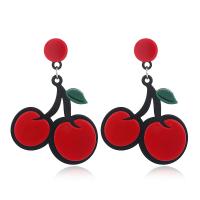 Acrylic Drop Earring, with Zinc Alloy, Cherry, fashion jewelry & for woman, red 
