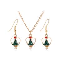 Enamel Zinc Alloy Jewelry Sets, earring & necklace, with 1.97 extender chain, Christmas Tree, 2 pieces & fashion jewelry & for woman .32 Inch 