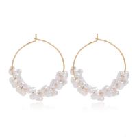 Boucle d'oreille en alliage de zinc en plastique perle, avec Plastique ABS perle, bijoux de mode & pour femme, couleur platine, Vendu par paire