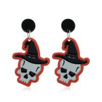Acrylic Drop Earring, with Zinc Alloy, Skull, fashion jewelry & for woman 