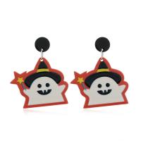 Acrylic Drop Earring, with Zinc Alloy, Ghost, Halloween Design & fashion jewelry & for woman 