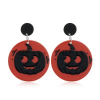 Acrylic Drop Earring, with Zinc Alloy, Round, Halloween Design & fashion jewelry & for woman 