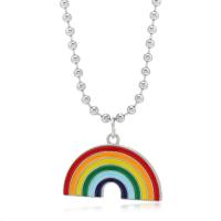 Enamel Zinc Alloy Necklace, with 1.97 extender chain, Rainbow, fashion jewelry & Unisex, rainbow colors .93 Inch 
