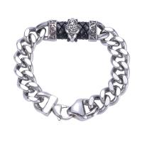 Stainless Steel Chain Bracelets, with PU Leather, fashion jewelry 