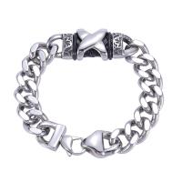 Stainless Steel Chain Bracelets, with PU Leather, fashion jewelry 