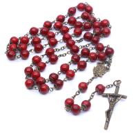 Четки Ожерелье, Стеклянный, с цинковый сплав, Инсус крест, Мужская, разноцветный, длина:88 см, продается PC