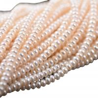 Bouton de culture des perles d'eau douce, perle d'eau douce cultivée, Plat rond, DIY, blanc, 4-4.5mm cm, Vendu par brin