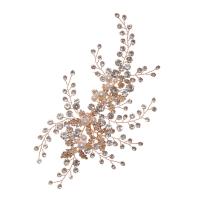 Braut Stirnschmuck, Zinklegierung, mit Kunststoff Perlen, für Frau & mit Strass, goldfarben, 180x150mm, verkauft von PC