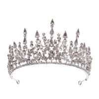 Bridal Tiaras, Zinc Alloy, plated, for woman & with rhinestone, silver color 