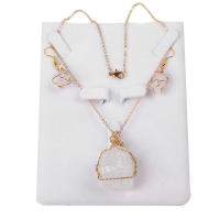 Jewelry Gift Sets, Brass, earring & necklace, with Gemstone, for woman 25-40mm cm 