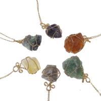 Gemstone Necklaces, Brass, with Gemstone, irregular, for woman 40-50mm Approx 45 cm 