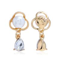 Zinc Alloy Rhinestone Drop Earring, with ABS Plastic Pearl, plated, fashion jewelry & for woman & with rhinestone 