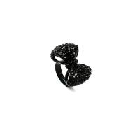 Zinc Alloy Finger Ring, Bowknot, fashion jewelry & for woman, black 