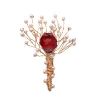 Messing Corsage, mit Getrocknete Blumen & Perlen, Natürliche & Modeschmuck & für Frau, 82x57mm, verkauft von PC