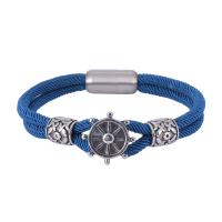 Stainless Steel Charm Bracelet, Milan Cord, with Stainless Steel, fashion jewelry blue 