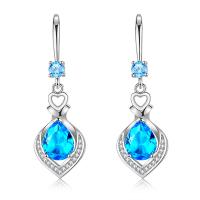 Rhinestone Drop Earring, 925 Sterling Silver, Heart, for woman & with cubic zirconia & with rhinestone 