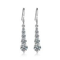 Sterling Silver Cubic Zirconia Earring, 925 Sterling Silver, Teardrop, platinum plated, micro pave cubic zirconia & for woman 