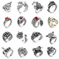 Anillo de dedo de aleación de Zinc, Ajustable & diferentes estilos para la opción & con diamantes de imitación, color original, Vendido por UD