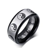 Stainless Steel Finger Ring, polished, ying yang & for man, 8mm 