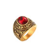Нержавеющая сталь Rhinestone палец кольцо, нержавеющая сталь, плакирован золотом, разный размер для выбора & Мужский & со стразами, 21mm, продается PC