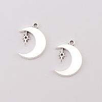 Zinc Alloy Jewelry Pendants, Moon and Star, plated, silver color 