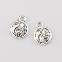 Zinc Alloy Jewelry Pendants, Round, plated, ying yang, silver color 