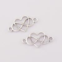 Zinc Alloy Charm Connector, Heart, plated, silver color 