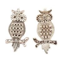 Zinc Alloy Animal Pendants, Owl, plated, silver color 