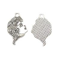 Zinc Alloy Jewelry Pendants, Face, plated, silver color 