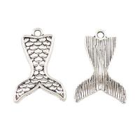Zinc Alloy Animal Pendants, Mermaid tail, plated, silver color 