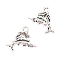 Zinc Alloy Animal Pendants, Fish, plated, silver color 