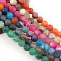 Natürliche Streifen Achat Perlen, rund, DIY & satiniert, keine, Länge:38 cm, verkauft von Strang