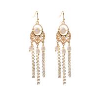 Fashion Fringe Earrings, Brass, with pearl, fashion jewelry & for woman, golden 