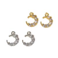 Rhinestone Brass Pendants, Moon, 14K gold plated, fashion jewelry & for woman & with rhinestone, Crystal Golden Shadow (Steel) 