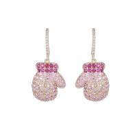 Cubic Zirconia Micro Pave Brass Earring, Hand, gold color plated, micro pave cubic zirconia & for woman 