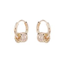 Cubic Zirconia Micro Pave Brass Earring, Round Tube, gold color plated, micro pave cubic zirconia & for woman 