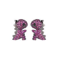 Cubic Zirconia Micro Pave Brass Earring, Dinosaur, plated, micro pave cubic zirconia & for woman 