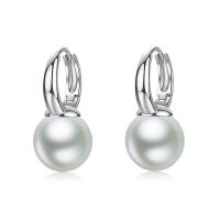 Huggie Hoop Drop Earring, Argent sterling 925, avec Shell Pearl, Rond, bijoux de mode & pour femme Vendu par paire