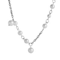 Collar de Acero Inoxidable, con Perlas plásticas, con 2.75inch extender cadena, unisexo & cadena oval, 10mm, longitud:aproximado 19.68 Inch, Vendido por Sarta