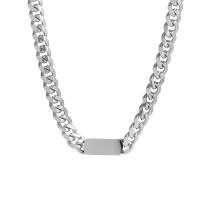 Stainless Steel Chain Necklace, Rectangle, Twisted Piece Chain & Unisex Approx 14.56 Inch 