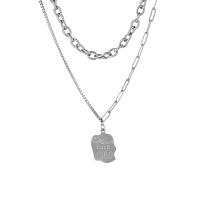 Stainless Steel Jewelry Necklace, with 1.96inch extender chain, Double Layer & Unisex & oval chain & with letter pattern Approx 21.65 Inch 