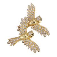 Cubic Zirconia Micro Pave Brass Pendant, Bird, gold color plated, micro pave cubic zirconia Approx 4mm 